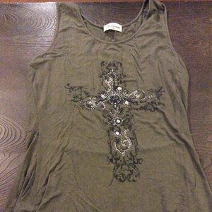 Size: Large - Embellished Cross Tank Top